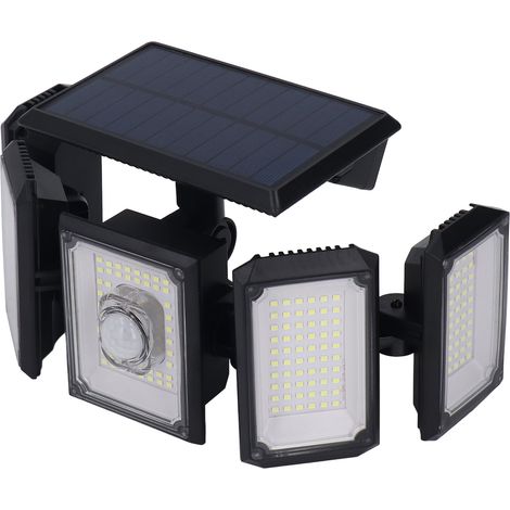 Lampadaire solaire extérieur 5 têtes IP65 étanche détection infrarouge 300 LED applique murale pour jardin (1/5)