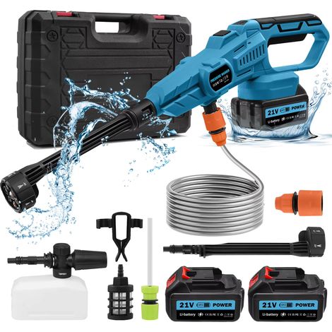 Nettoyeur Haute Pression Portable Sans Fil 120 Bar 6 en 1 Pistolet de Lavage Électrique pour Voiture avec Tuyau d’Eau et Buse Multifonction (1/5)
