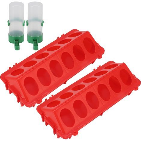 Generic Mangeoire Automatique pour Poussins avec Large Sortie pour la Distribution d'eau et de Nourriture, Auge pour équipement de Volaille, Matériau PP Rouge (S Abreuvoir 60ML) (1/5)