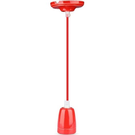 LAMPADARIO CON PORTALAMPADA PORCELLANA ROSSO