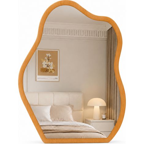 Specchio Asimmetrico da Parete Quercia Cornice Legno Decorazione Interni 46x60cm (1/5)