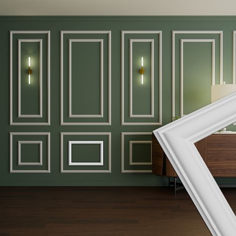 HEXIM Stuckleisten Wandrahmen-Sets HDPS Weiß - verschiedene Größen für Wand Decke Spiegel Bilderrahmen: 40 x 20 mm - RM 18, J - 36 x 51 cm