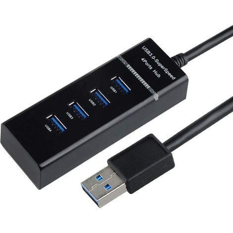Hub USB a 4 porte ad alta velocità USB 3.0 5 Gbps, interfaccia di estensione e adattatore per laptop e desktop, cavo nero da 120 cm. (1/5)