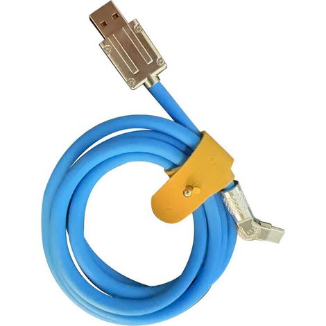 Câble données charge rapide Type-C 120W 6A silicone liquide USB pour Pixel Bold Bleu 1m (1/5)