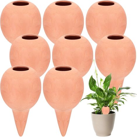 8 Cônes d'argile d'Irrigation Boules d'Arrosage en Terre Cuite Dispositifs d'Arrosage Automatiques en Céramique pour Plante d'Intérieur Vacances Plante en Pot Boîte de Balcon Distributeur d'eau (1/5)