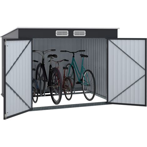 Abri à vélos en métal gris anthracite verrouillable avec rack pour 4 vélos (1/5)