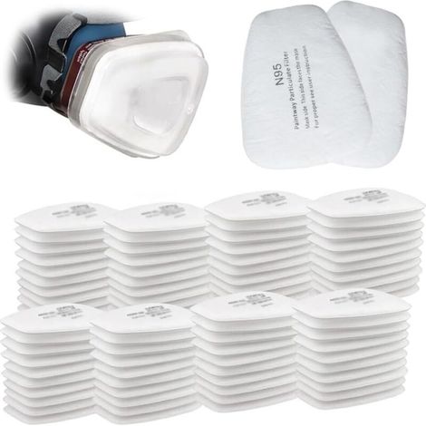 Filtres de Rechange 5N11CN (Lot de 80) – Anti-particules chimiques et vapeurs organiques – Pour masques 6200, 7502, 6800 – Blanc (1/5)