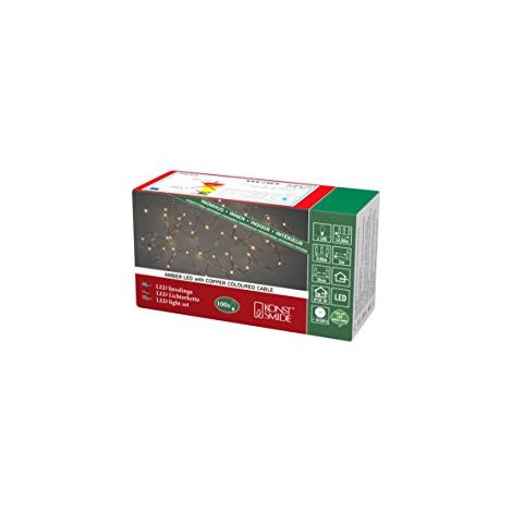 Konstsmide Luci di Natale per Interni LED Filo Nudo/Pin Wire Light Chain/Uso Interno (IP20)/100 diodi Bianchi ambrati/3V Indoor Transformer/Filo di Rame luci Stringa (1/4)