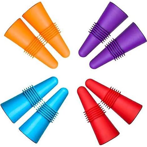 8 Pices De Bouchons Vin- Rouge, Bleu, Orange, Violet, Remplacement Rutilisable De Scellant De Bouteille De Boisson En Silicone Avec Poigne Pour L (1/5)