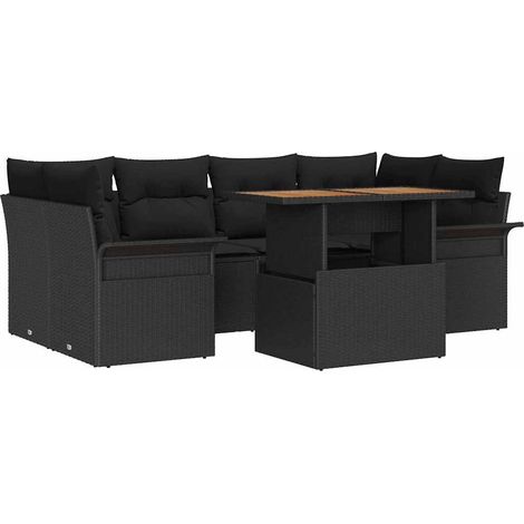 Garden Sofa Set with Storage 7 pcs Black Poly rattan vidaXL (1/5)