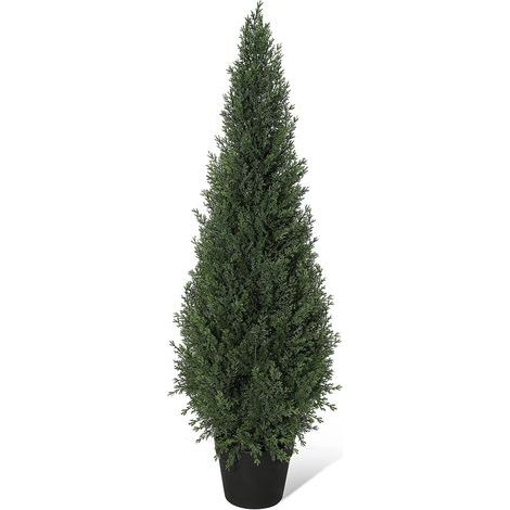 Topiaire cyprès artificiel 2 en pot ultra réaliste résistant aux UV interieur exterieur maison jardin bureau porche