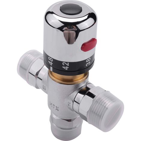 3 voies Thermostat Mitigeur Vanne En Cuivre , 3/4 Pouce Solaire Chauffe Chaude, Régulateur De Température Règle Valve (1/5)