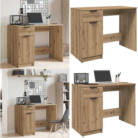 Scrivania Rovere Artigianale 100x50x75 cm in Legno Multistrato - Scrivania da ufficio - Scrivania con cassetto
