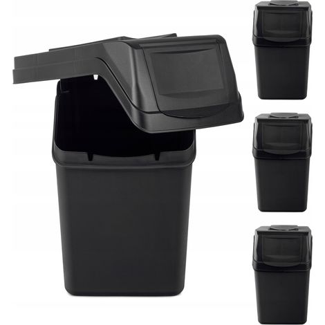 KADAX 4er-Set Recycling-Mülleimer 25 L mit Aufklebern