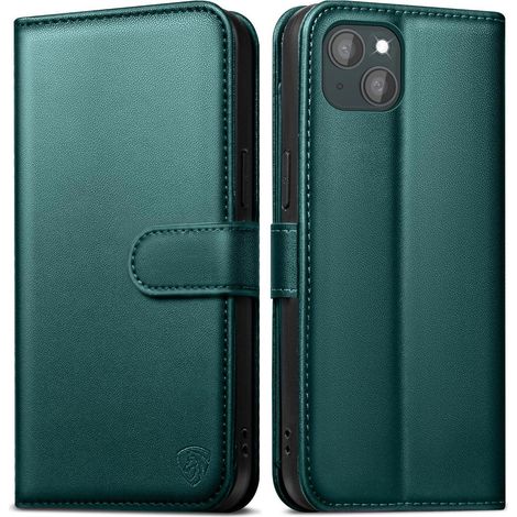 iPhone 15 Handyhülle Grün Panzer Schutz Glas RFID Blocker Standfunktion (1/5)
