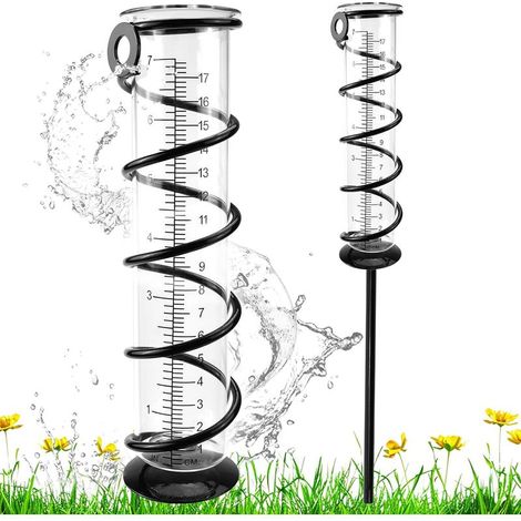 Pluviomètre en Verre pour extérieur, 17 cm, avec Piquet, jauge de précipitations pour Le Jardin, Transparent, pour mesurer l'eau de Pluie (1/5)