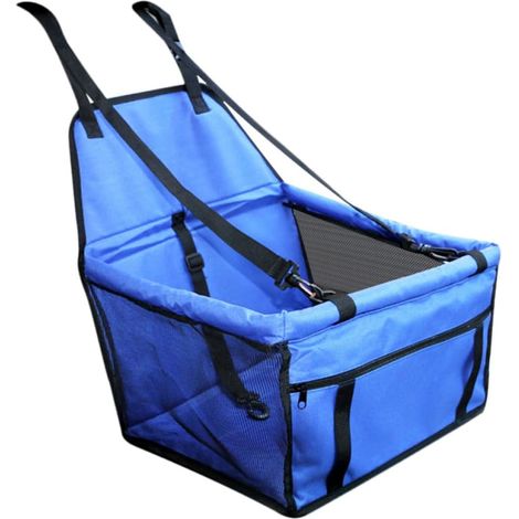 Siège Auto pour Chien en Filet pour Animaux de Compagnie, Paquet de Transport Voiture, PVC Bleu, Poche avec Fermeture Éclair, Laisse de Sécurité, pour Voiture et Voyage (1/5)
