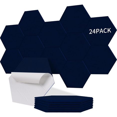 Lot de 24 Panneaux acoustiques hexagonaux autocollants isolation phonique haute densité pour murs et portes salle de jeux