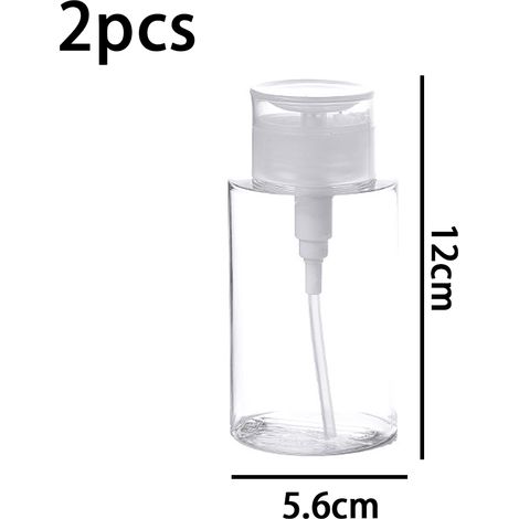 Distributeur Liquide Pression Vers Le Bas - Bouteille Vide En Polyéthylène - Pour Cotons Tiges Brosse À Appliquer - 2 Pièces (1/5)