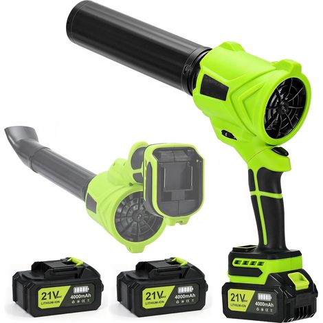 Souffleur de Feuilles sans Fil avec 2 Batteries 4,0 Ah et Chargeur Souffleur Feuille pour Jardin, Terrasse, Voiture, Feuilles, Poussières, Neige, 980000 TR/Min, Rotation 180°, 6 Vitesses (1/5)
