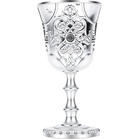 Gobelet vintage en émail orné de strass et de gravures complexes, idéal pour la décoration de mariage, de fête ou d'intérieur. (1/5)