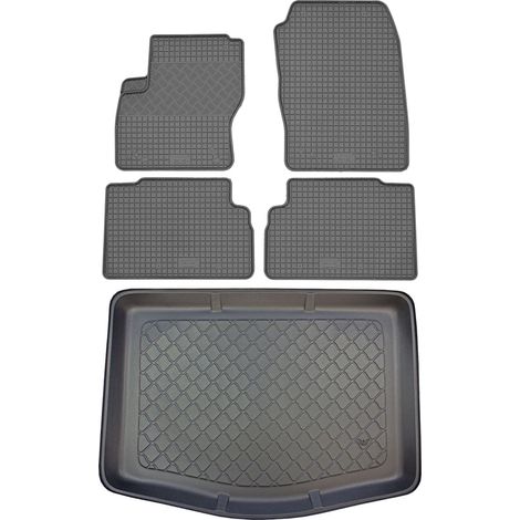 Ensemble de tapis de sol en caoutchouc pour Fiat C-Max II VAN (5 portes) de 11/2010 à 06/2019 : tapis de sol de voiture et tapis de coffre. (1/5)
