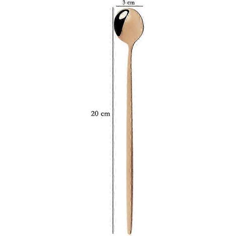 Ensemble de 4 cuillères à glace, dessert et thé en acier inoxydable à long manche (20 cm), cuillères à café colorées, couverts de table, ustensiles de cuisine ZUVrose (1/5)
