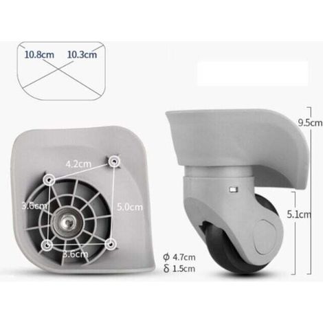 Paire de roues à bagages universelles en caoutchouc durable, roues de réparation de remplacement de bagages multidirectionnelles silencieuses (grandes, grises, paquet de 2) (1/4)
