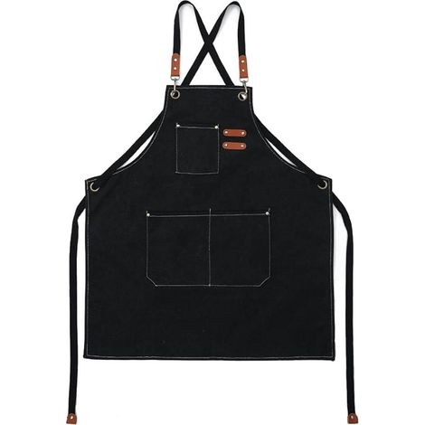 Tablier Chef Unisexe - 1 pièce, Tablier Chef Unisexe Toile - Ajustable/Poche/Dos Croisé (1/5)