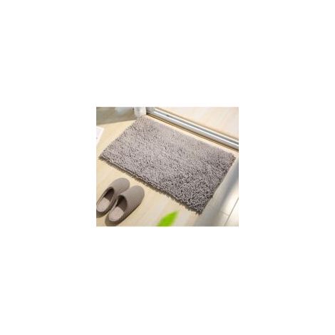 Alfombrilla de baño suave de pelo largo, también utilizable como alfombrilla de cocina o felpudo, antideslizante y absorbente, para baño o ducha - 40 x 60 cm, gris - Crezuo