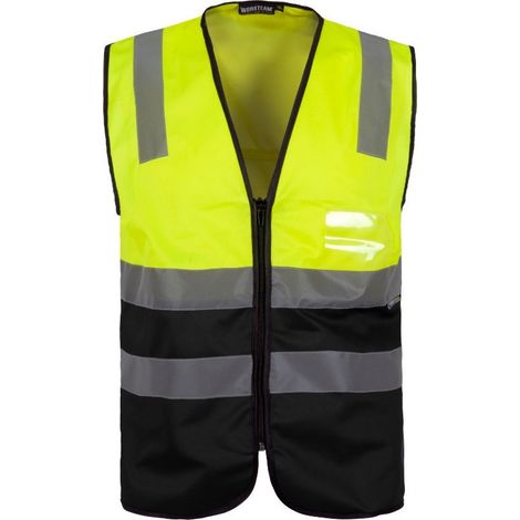 Chaleco de alta visibilidad ribeteado con bies con porta identificador WORKTEAM C3615