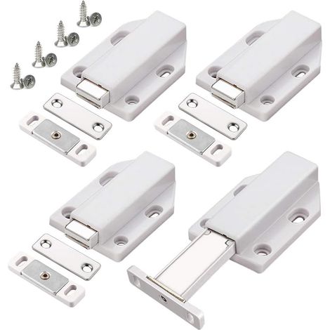 BRAVIX Porte Placard Push to Open Magnétiques aimant porte 4 pièces Loquet Magnetique Porte Fermeture Push Open Amortisseur pour placard cabinet meubles armoire