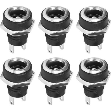 Pack of 6 2-Pin Female Connector Plugs 5.5 x 2.1 mm Black Copper for Control Board (1/5)