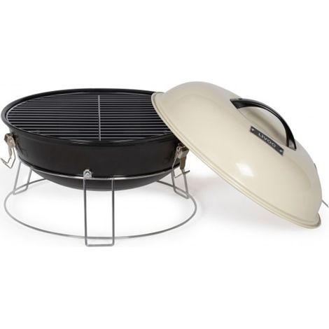 Barbecue à Charbon Portable Livoo DOC301 - ø34 cm, Grille Cuisson chromée - Revêtement en acier émaillé, avec clapet d'aération