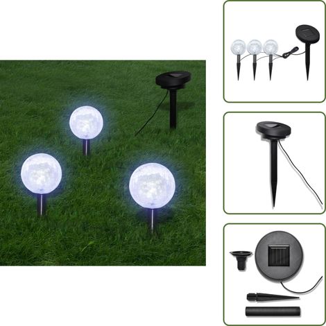 Solarkugel 3 LED Gartenleuchten mit Erdspießen & Solarmodul - Solarleuchte - Gartenleuchte - Outdoorleuchte - LED-Leuchte - Sonnenenergie (1/5)