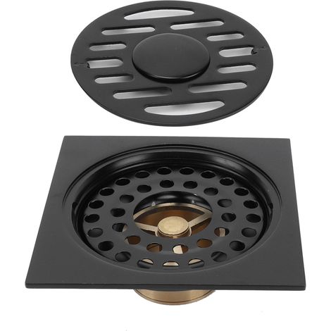 Ensemble de siphon de sol dissimulé avec désodorisant pour douche, salle de bain et cuisine, noir (1/5)