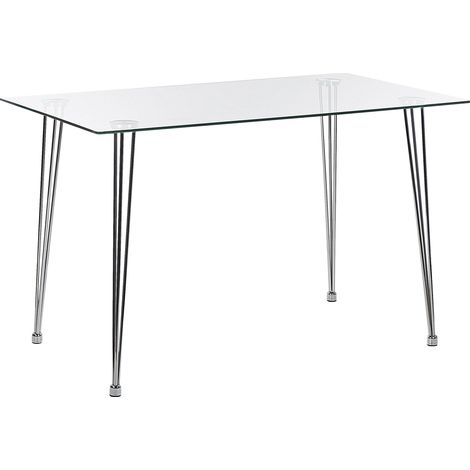 Esstisch WINSTON Silber 120 cm 70 cm Sicherheitsglas