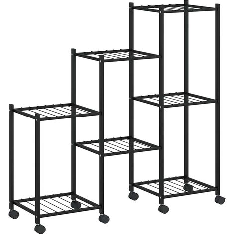 Maison Exclusive - Portafiori con Ruote 83x25x83,5 cm Ferro Nero (1/5)