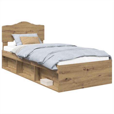 Bed Frame Artisian Oak 90 x 200 cm Solid Pine Wood vidaXL