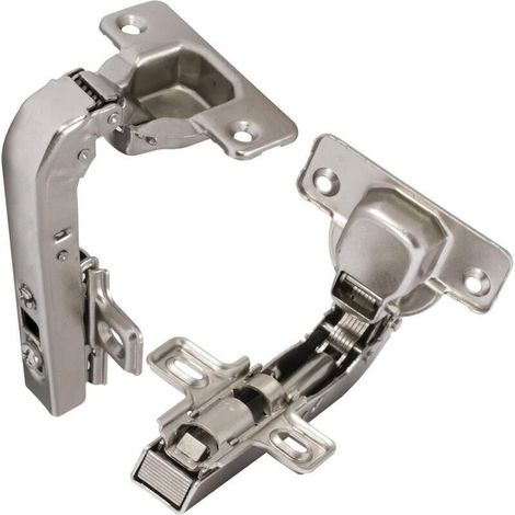 2 charnières Invisibles 90° clipsable - pour porte de meuble d'angle à une seule porte - avec amortisseur et clip - ouverture de montage 35mm- (1/4)