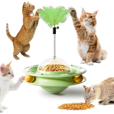 Jouet Interactif Pour Chat, Plumeau Détachable, Répulsif À Nourriture 4 En 1 Pour Chatons, Forme Ronde, Amusant Et Stimulant Pour Les Chatons (1/5)