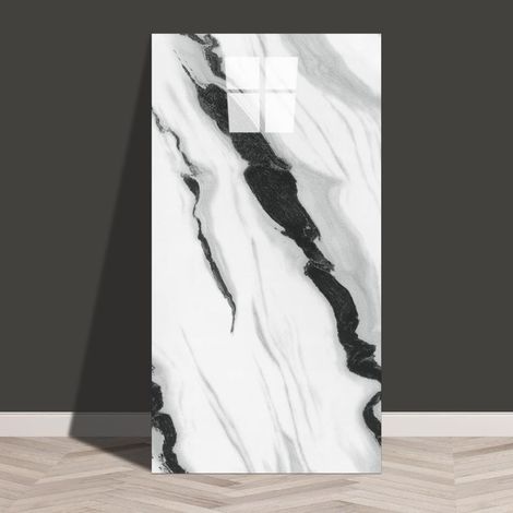 Lot de 10 papiers peints effet marbre 30x60cm, Imperméable amovible blanc E (1/5)