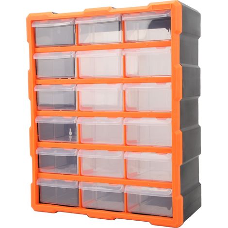 Transparente Wandaufbewahrungsbox mit 18 Schubladen, großes Fassungsvermögen, Organizer für Schrauben und elektrische Bauteile, Wandmontage (1/5)