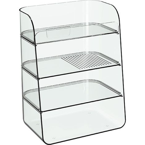 Multifunktionales, transparentes Make-up-Regal fürs Badezimmer, mehrstufiger, platzsparender Kosmetikorganizer für Parfums und Hautpflegeprodukte (1/5)