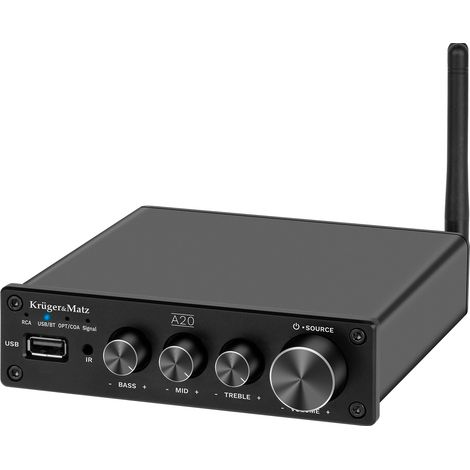 Amplificatore stereo Bluetooth 5.1 aptX HD 2x100W con telecomando Kruger&Matz A20