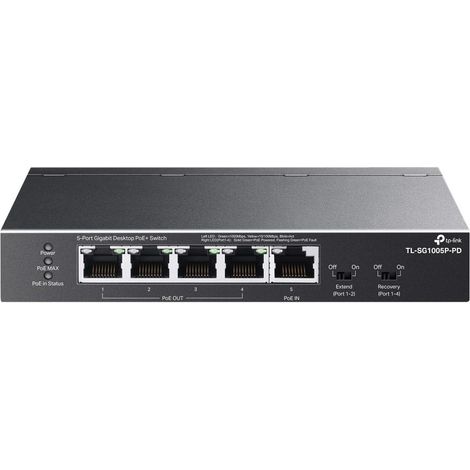 TP-Link TL-SG1005P-PD Netzwerk-Switch Gigabit Ethernet (10/100/1000) Power over Ethernet (PoE) Schwarz