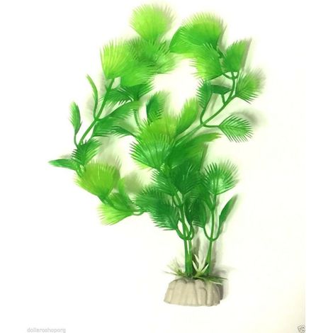 Trade Shop - Pianta 18 Cm Piantina Artificiale Per Acquario Piante Finte Plastica Color Verde -