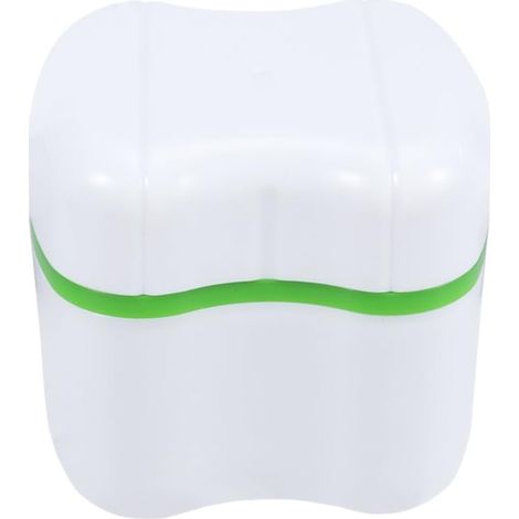 Boîte de rangement pour prothèses dentaires avec panier de rinçage (verte) (1/5)