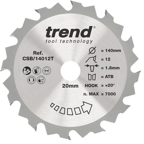 Lame de scie circulaire bois TCT, 140 mm, alésage 20 mm, 12 dents (1/5)