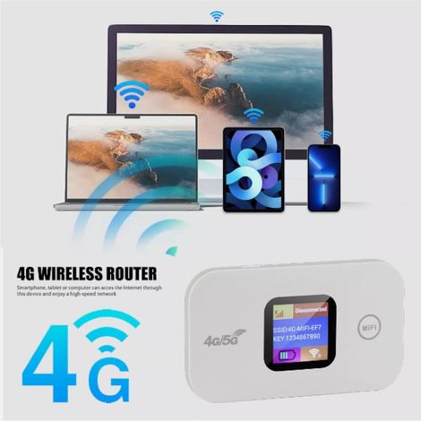 Routeur WiFi portable 4G avec écran LCD, 10 utilisateurs, batterie 2100 mAh, multicolore, internet nomade (1/5)